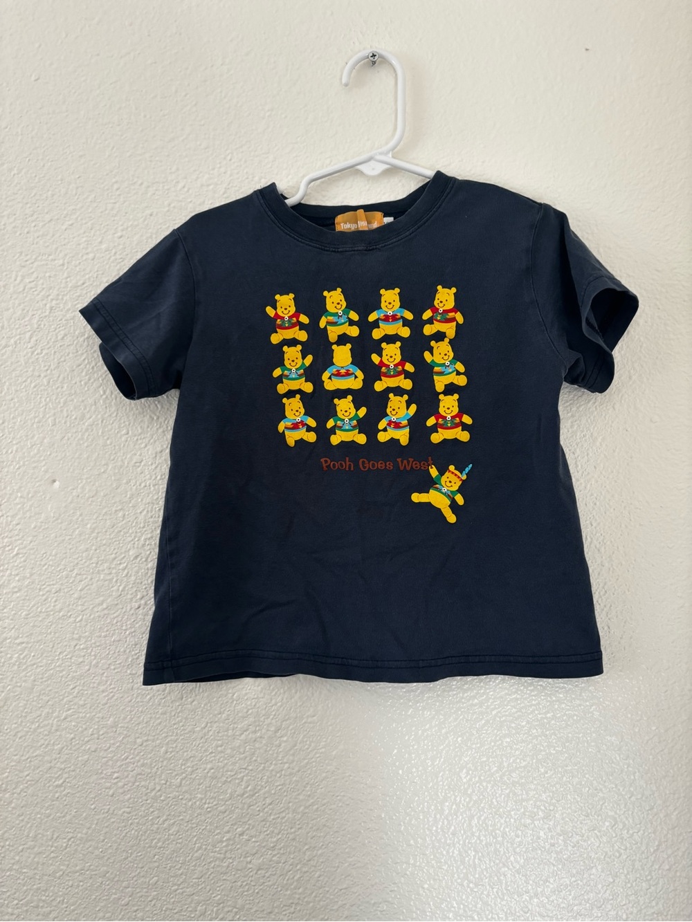 VINTAGE Kids Navy Pooh Graphic T‑Shirt - Pooh Goes West